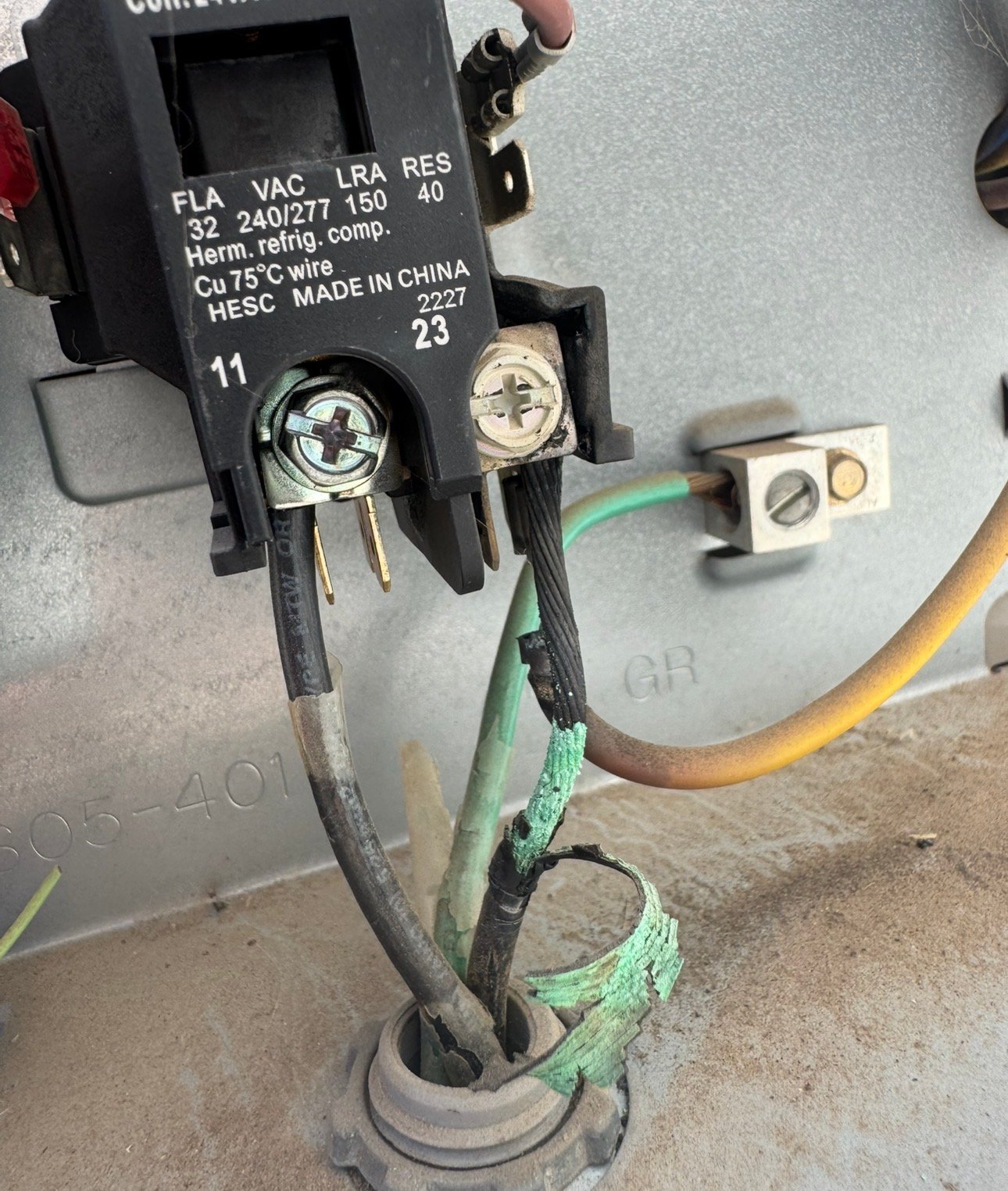 HVAC contactor failed due to high voltage electrical short in Tucson