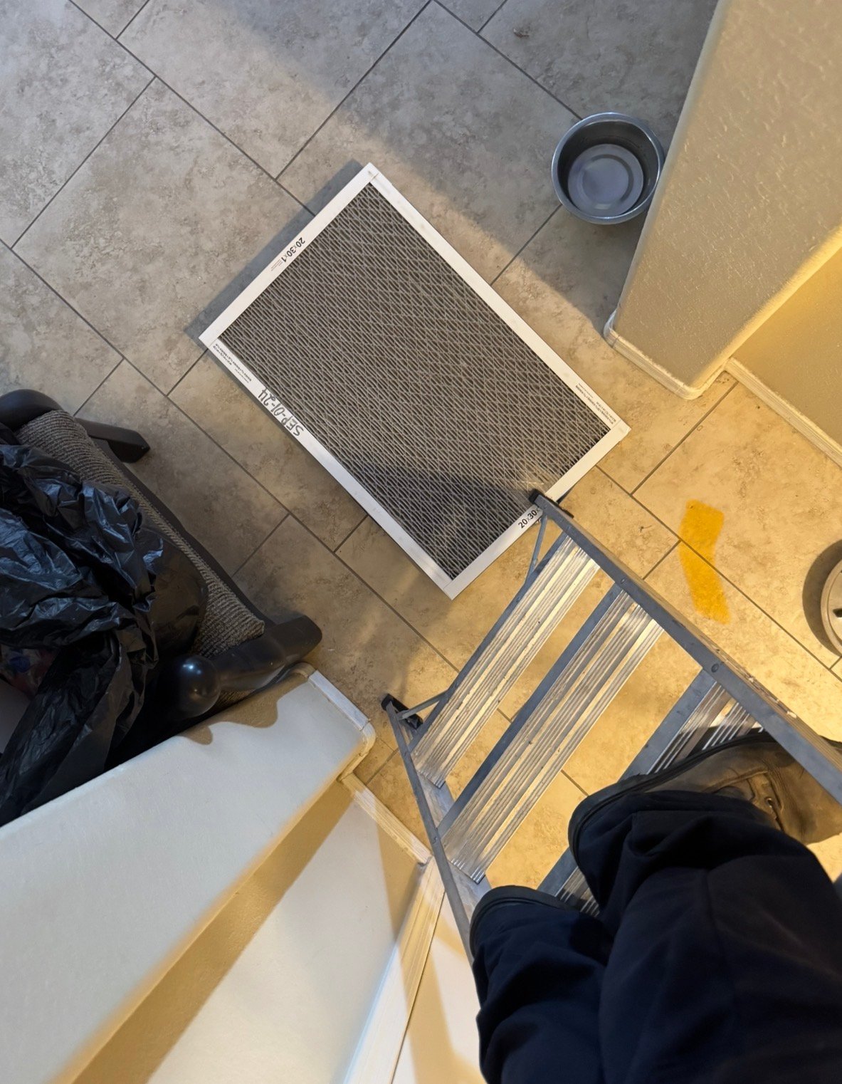 Dirty AC filter during routine maintenance in Tucson.