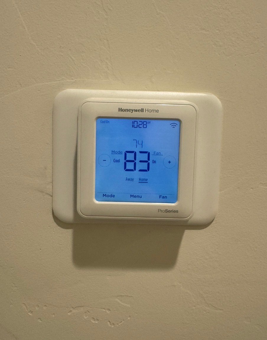 Electrical components inside a rooftop package AC unit in Marana, AZ