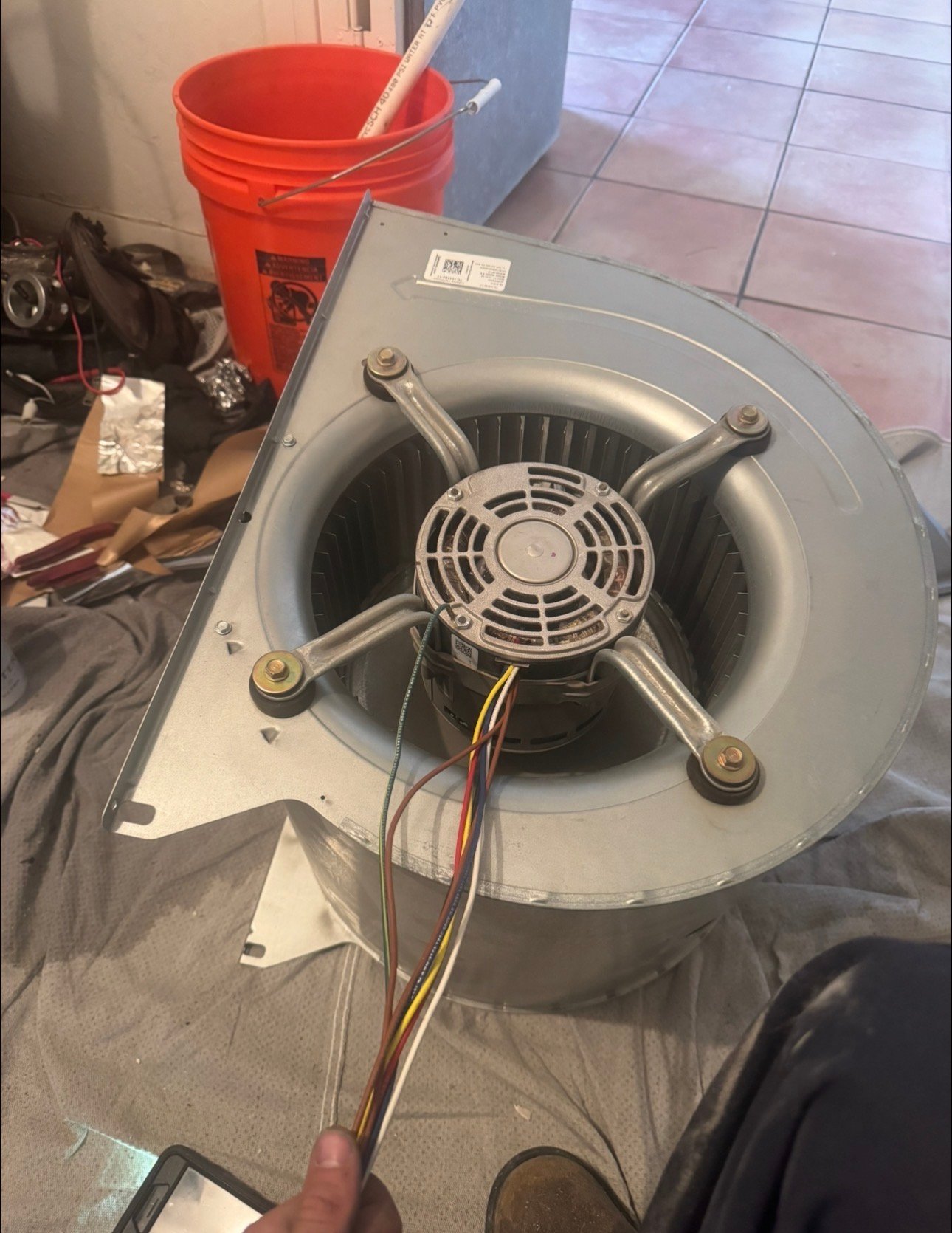 Blower motor removed from HVAC system for testing in Vail, AZ